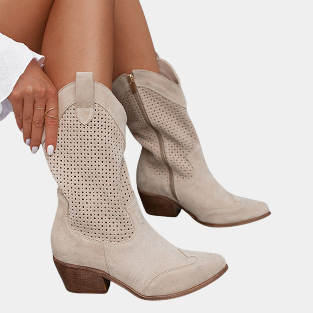 Women's Perforated Western Mid-Calf Cowboy Boots