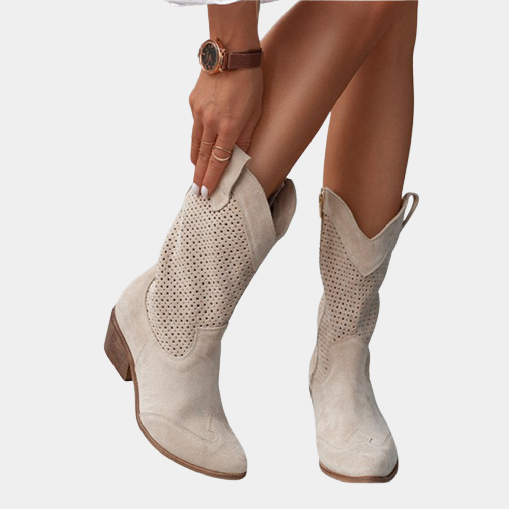 Women's Perforated Western Mid-Calf Cowboy Boots