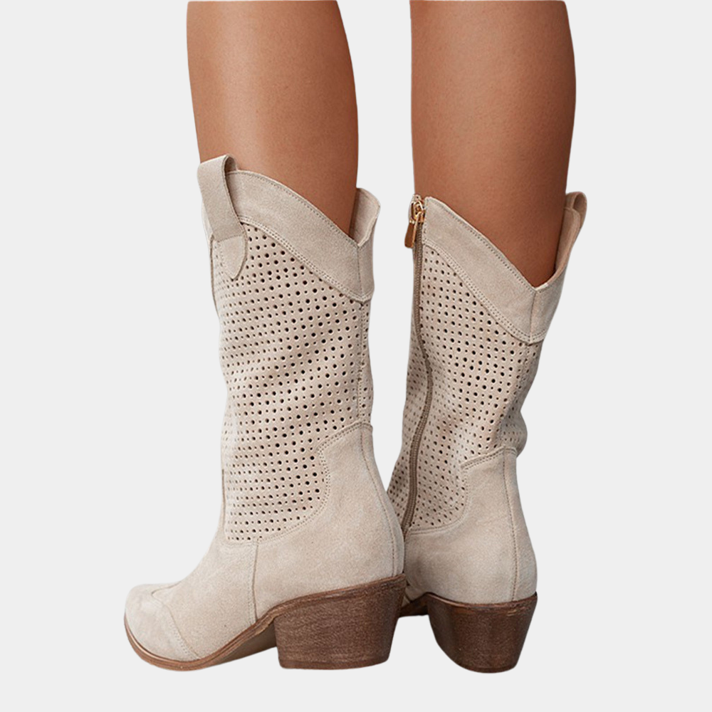 Women's Perforated Western Mid-Calf Cowboy Boots