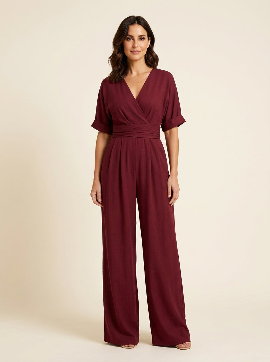 Alessia | Women's V-Neck Wide Leg Jumpsuit