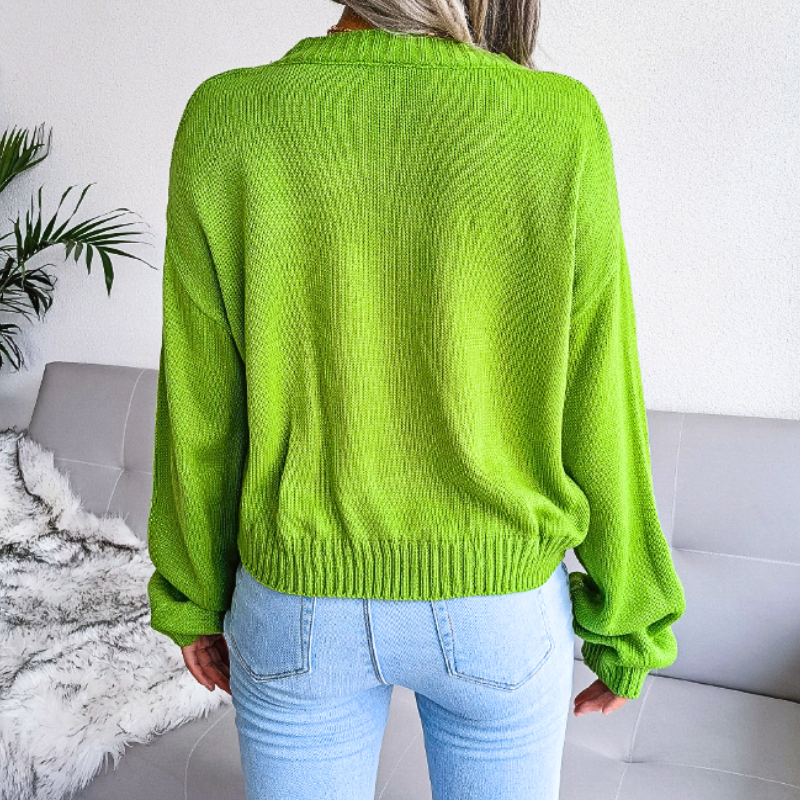 Isabeau | Women's Cropped Cloud Knit V-Neck Cardigan