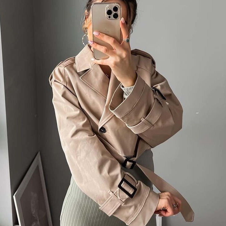 Ottilie | Women's Cropped Double-Breasted Trench Jacket