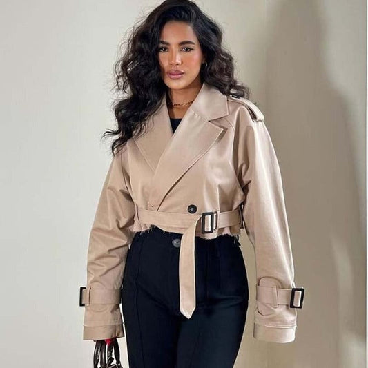 Ottilie | Women's Cropped Double-Breasted Trench Jacket