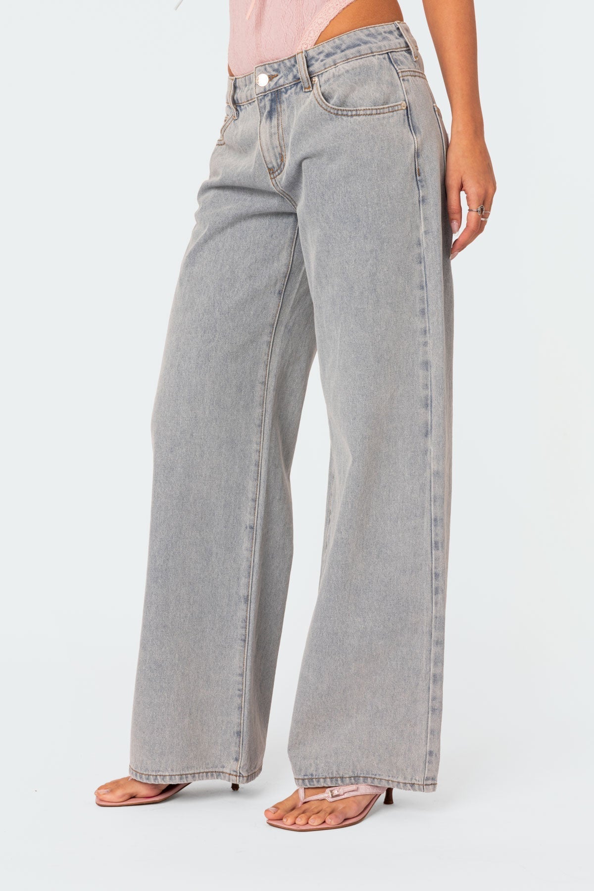 Women's Baggy Wide-Leg Jeans with Bow Embroidery
