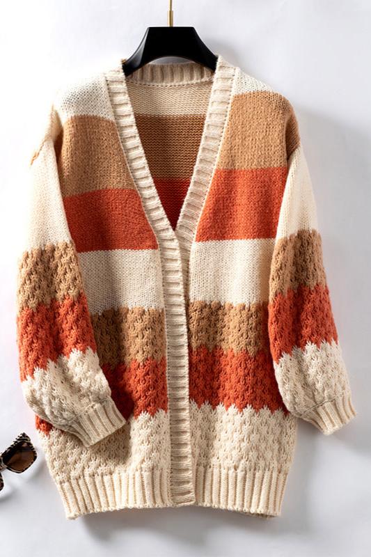 Marlo | Women's Striped Colour Block Knit Cardigan