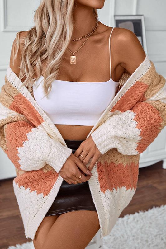 Marlo | Women's Striped Colour Block Knit Cardigan