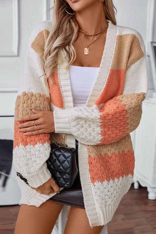 Marlo | Women's Striped Colour Block Knit Cardigan