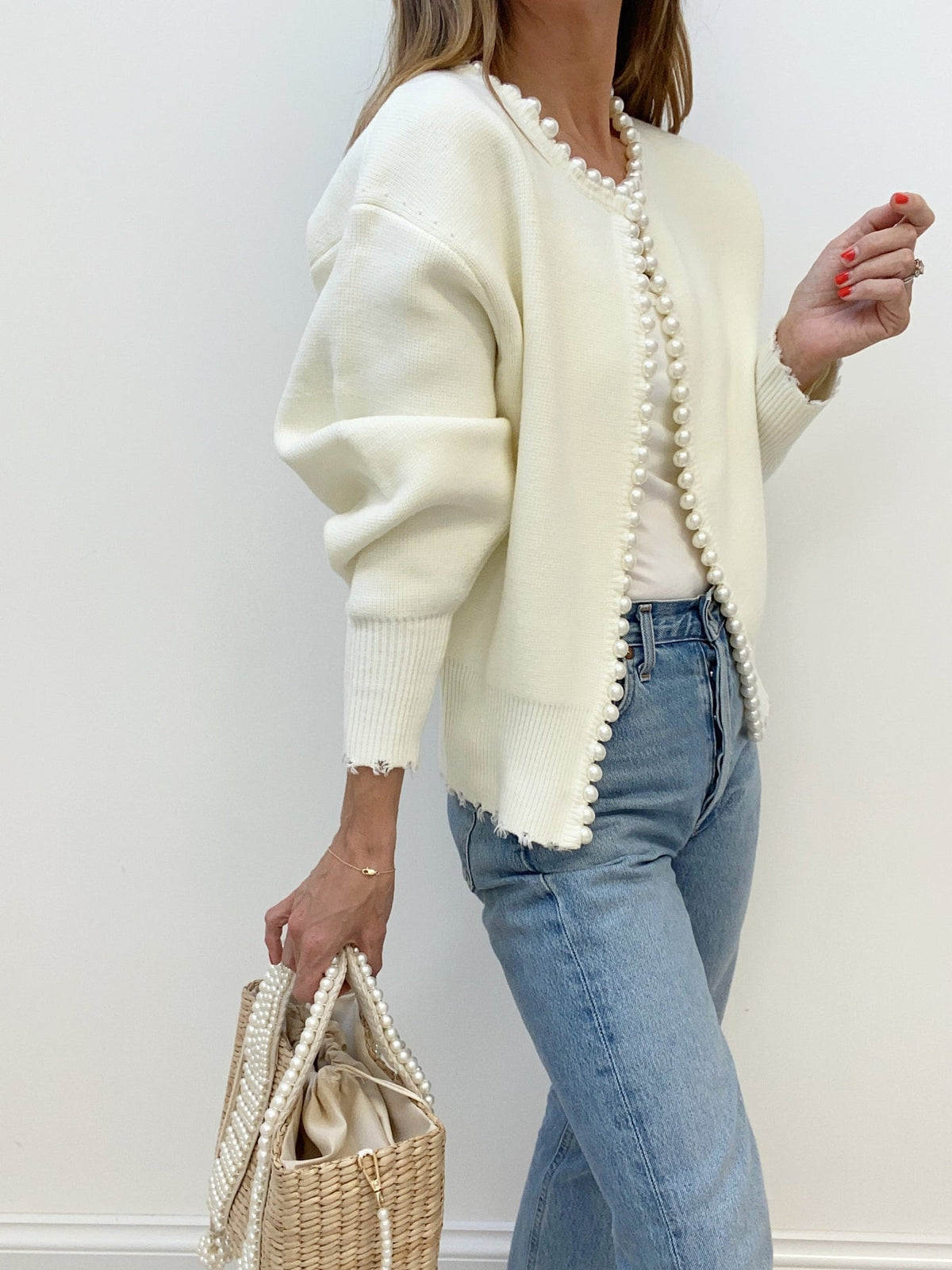 Leonora | Women's Beaded Open-Front Knit Cardigan