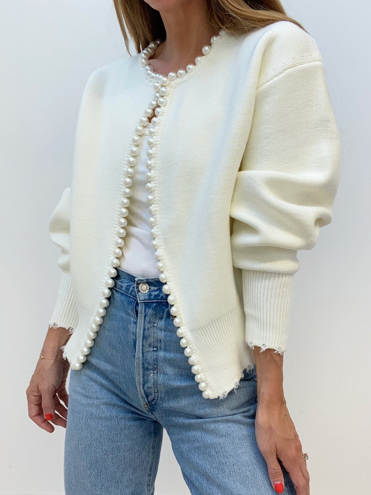 Leonora | Women's Beaded Open-Front Knit Cardigan