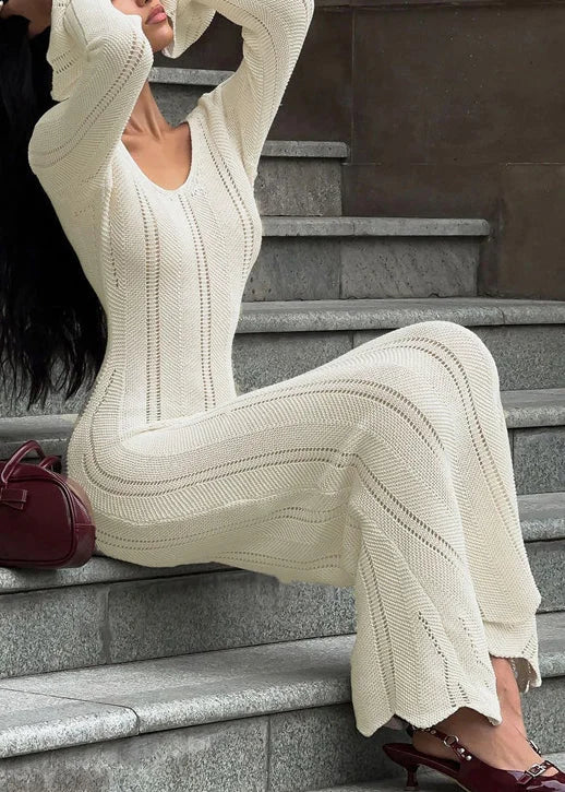 Women's Open-Stitch Bodycon Knit Maxi Dress | Winter