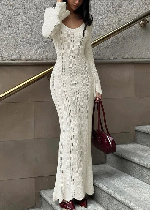 Women's Open-Stitch Bodycon Knit Maxi Dress | Winter