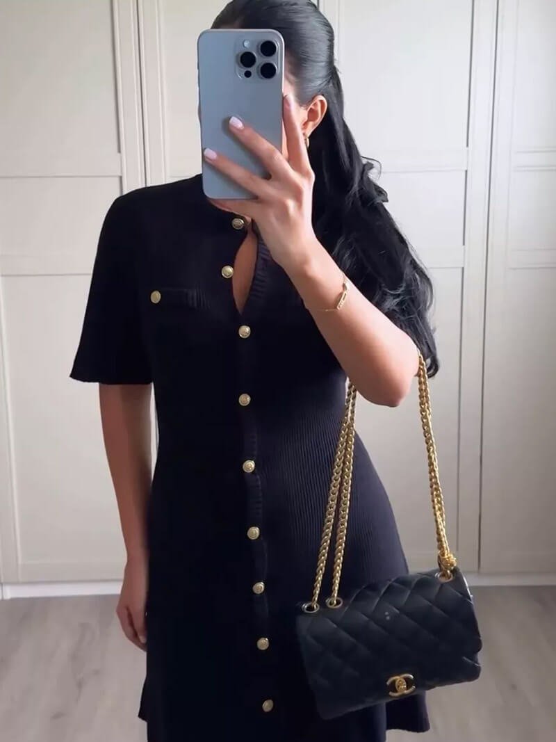 Women's Button-Front Knitted Mini Dress