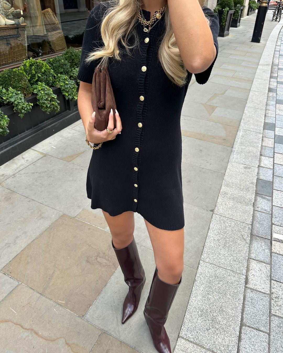 Women's Button-Front Knitted Mini Dress