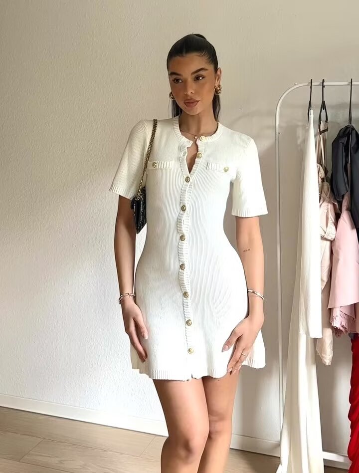 Women's Button-Front Knitted Mini Dress