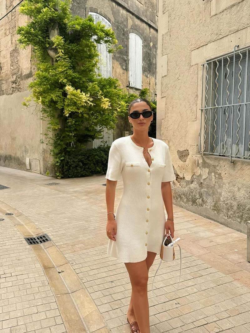 Women's Button-Front Knitted Mini Dress