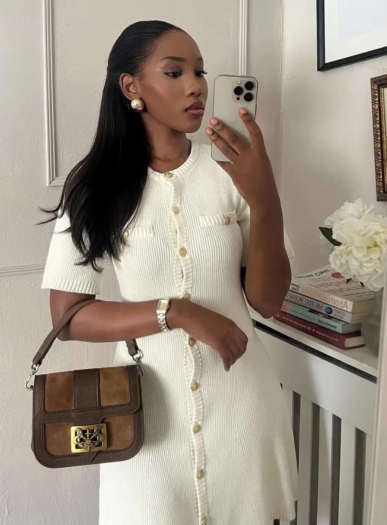 Women's Button-Front Knitted Mini Dress