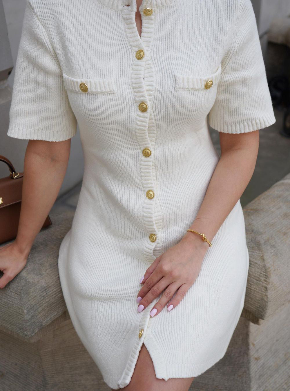 Women's Button-Front Knitted Mini Dress
