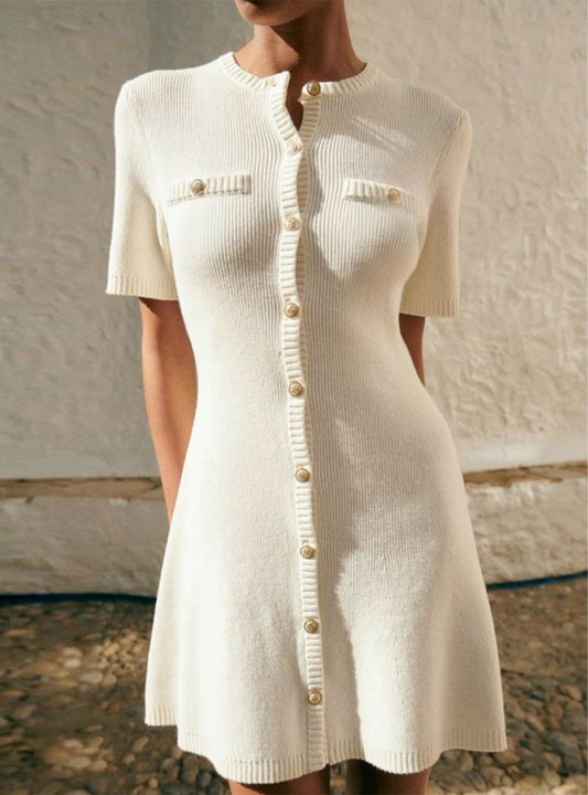 Women's Button-Front Knitted Mini Dress