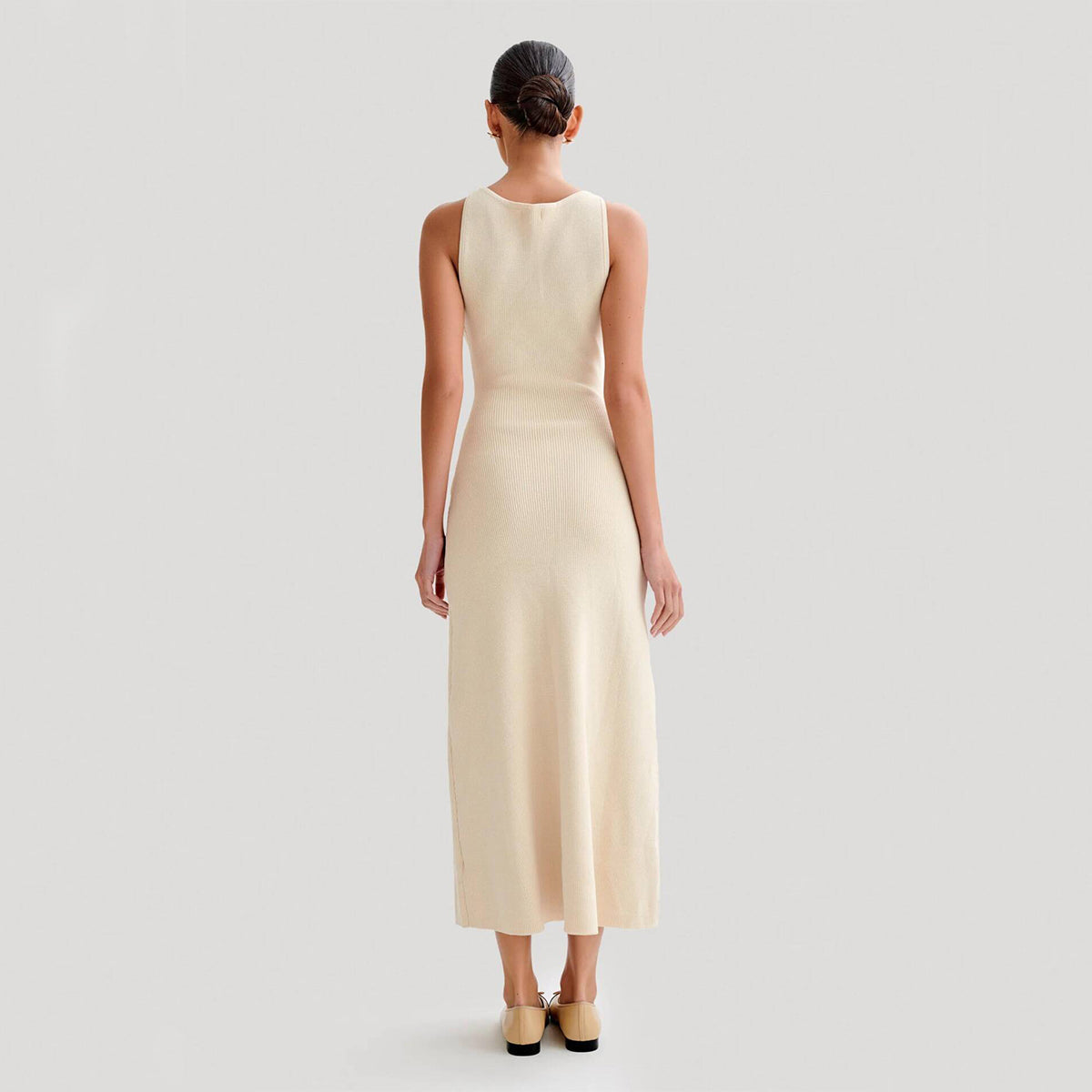 Adeline | Women's Ribbed Knit Button-Front Maxi Party Dress