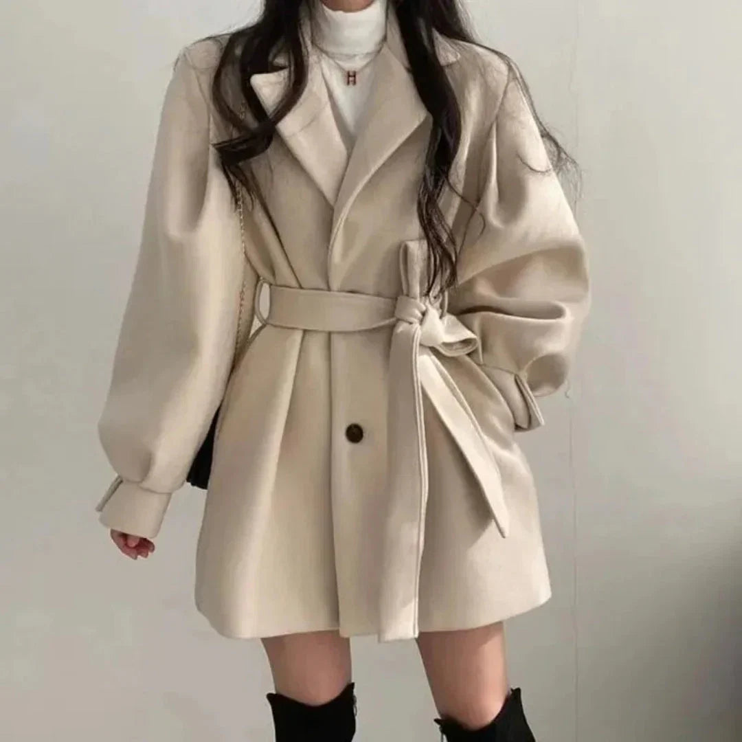 Maëlys | Women's Oversized Puff-Sleeve Belted Trench Coat