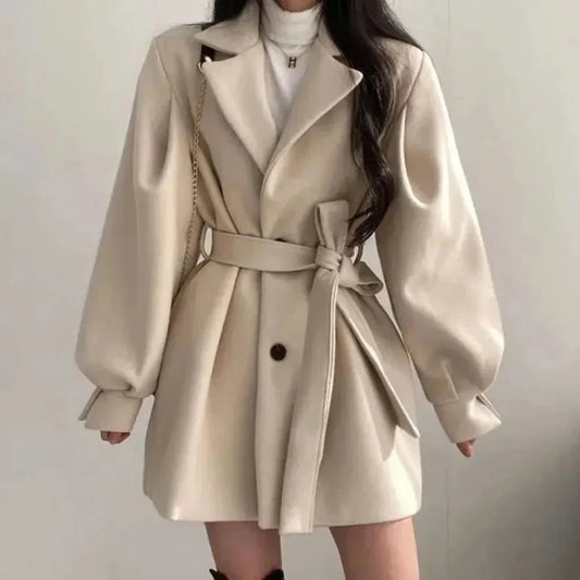 Maëlys | Women's Oversized Puff-Sleeve Belted Trench Coat