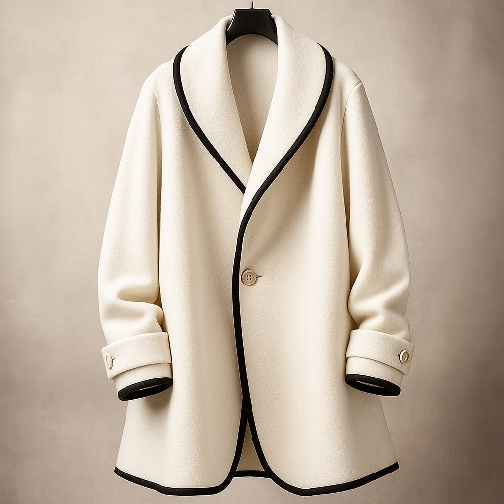 Isolde | Women's Oversized Contrast-Trim Lapel Swing Coat