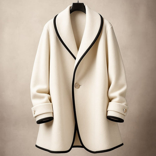 Isolde | Women's Oversized Contrast-Trim Lapel Swing Coat