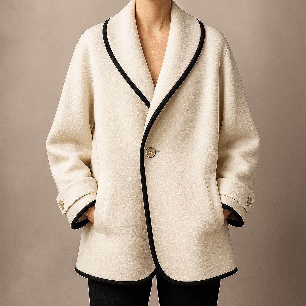 Isolde | Women's Oversized Contrast-Trim Lapel Swing Coat