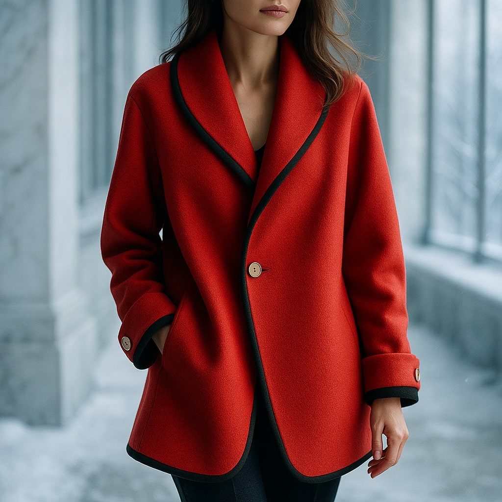 Isolde | Women's Oversized Contrast-Trim Lapel Swing Coat