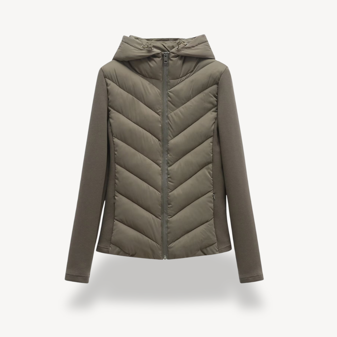 Delphine | Chevron Quilted Hooded Jacket