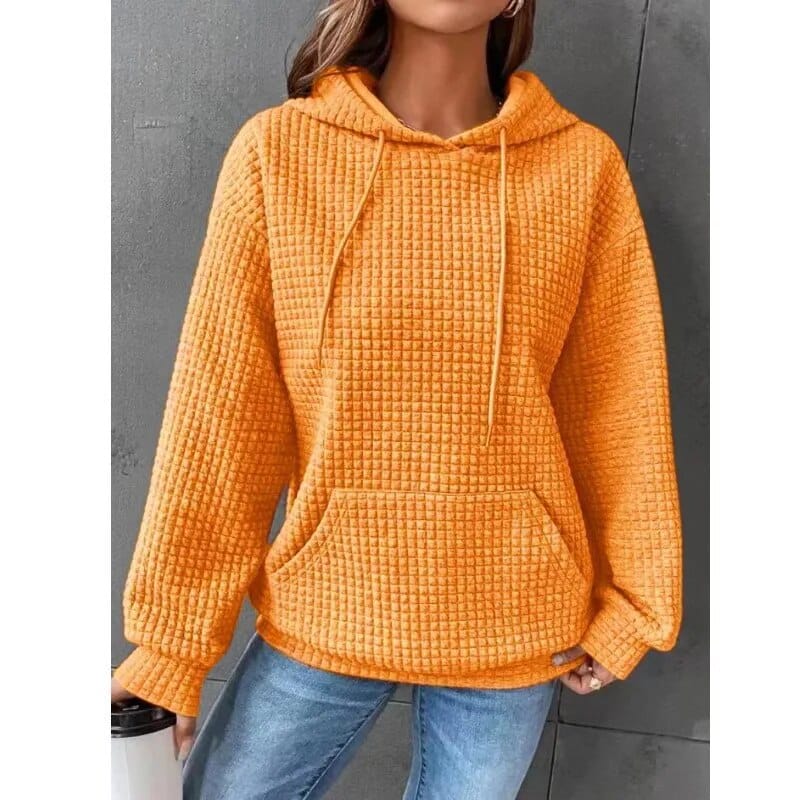 Mabel | Women's Relaxed Waffle Knit Textured Pullover Hoodie