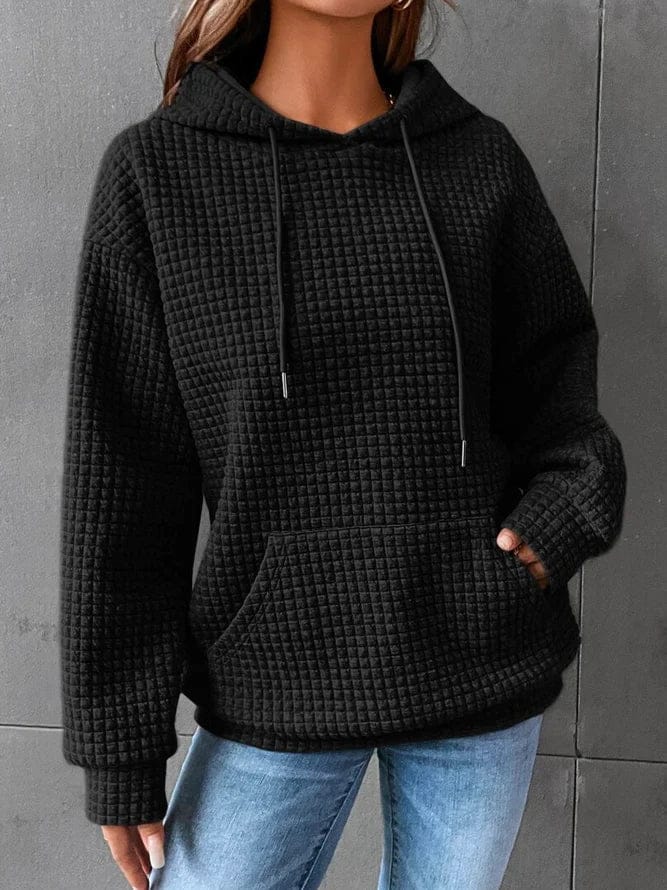 Mabel | Women's Relaxed Waffle Knit Textured Pullover Hoodie
