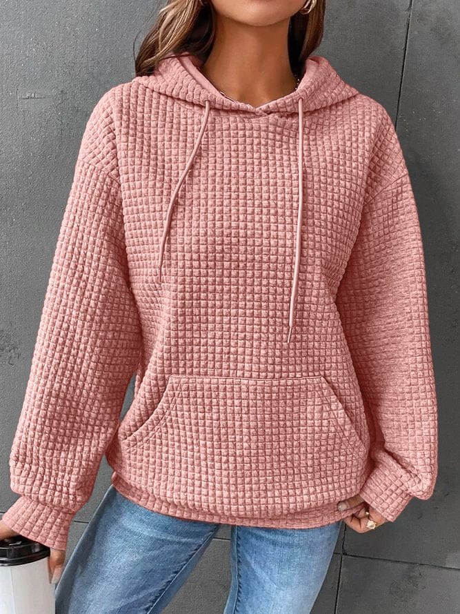 Mabel | Women's Relaxed Waffle Knit Textured Pullover Hoodie