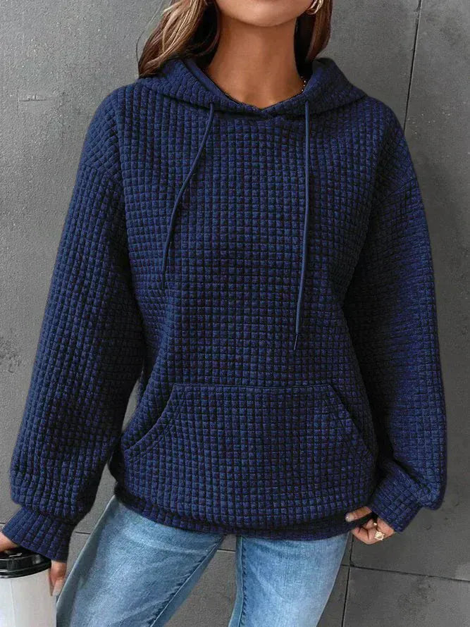 Mabel | Women's Relaxed Waffle Knit Textured Pullover Hoodie