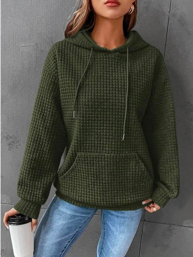 Mabel | Women's Relaxed Waffle Knit Textured Pullover Hoodie