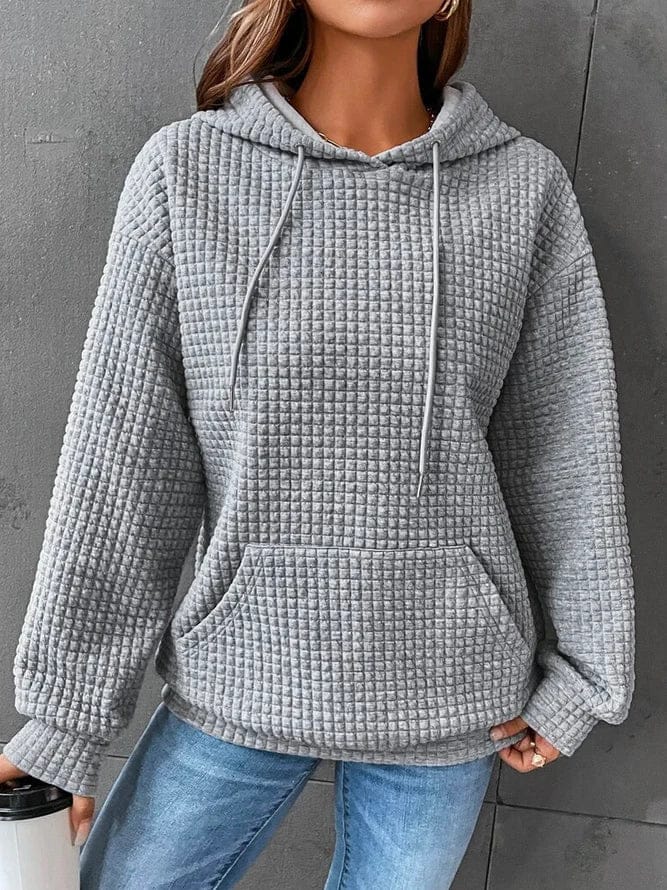 Mabel | Women's Relaxed Waffle Knit Textured Pullover Hoodie