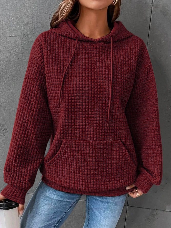 Mabel | Women's Relaxed Waffle Knit Textured Pullover Hoodie