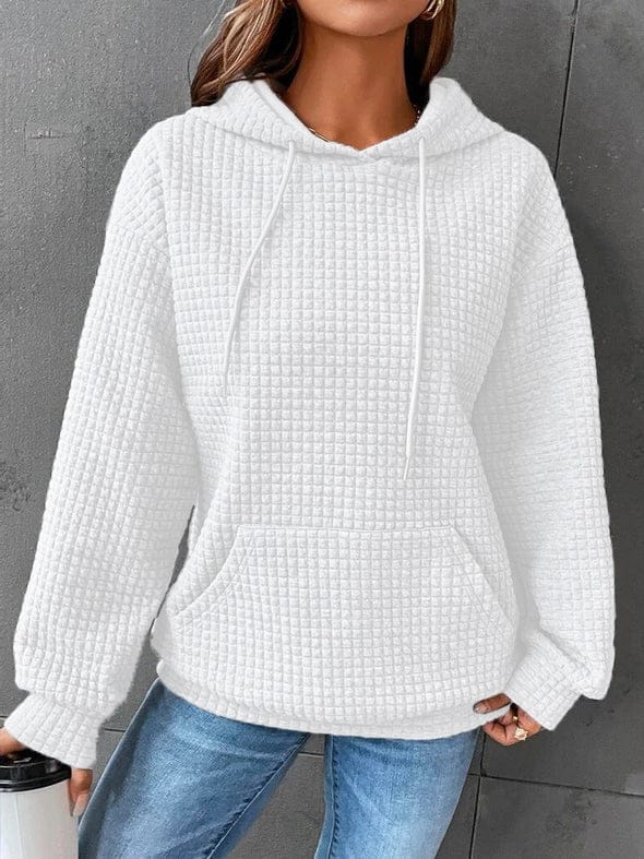 Mabel | Women's Relaxed Waffle Knit Textured Pullover Hoodie