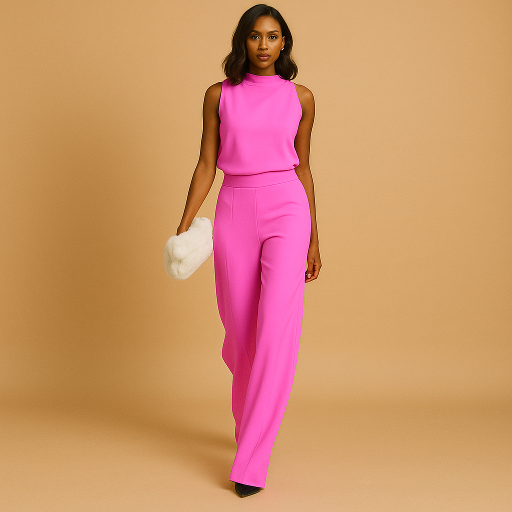 Valentina | Elegant High Neck Wide Leg Jumpsuit
