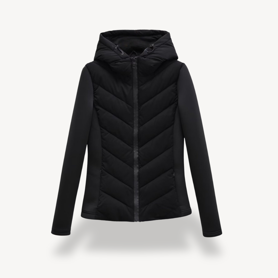 Delphine | Chevron Quilted Hooded Jacket