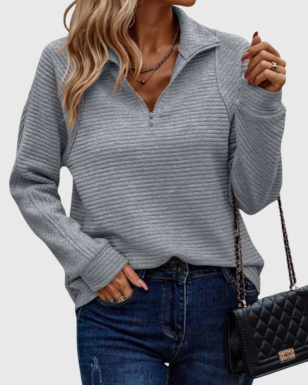 Brunna | Women's Ribbed Knit Half-Zip Jumper