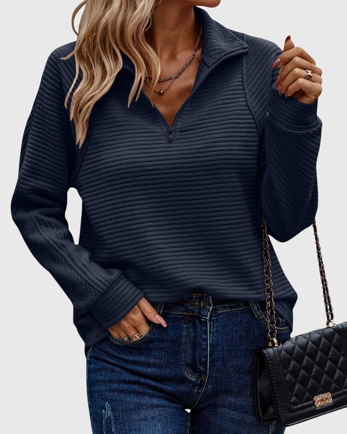 Brunna | Women's Ribbed Knit Half-Zip Jumper