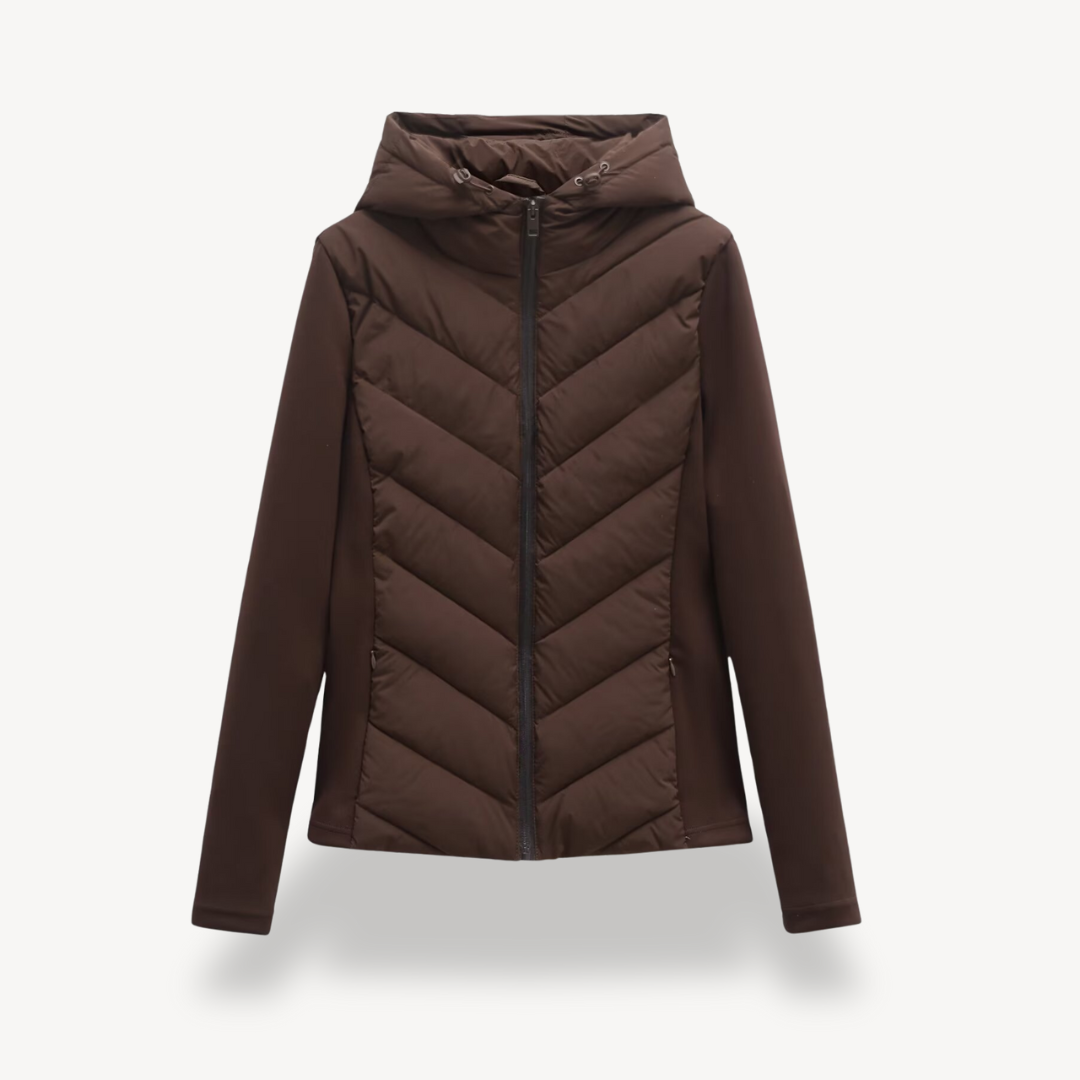 Delphine | Chevron Quilted Hooded Jacket