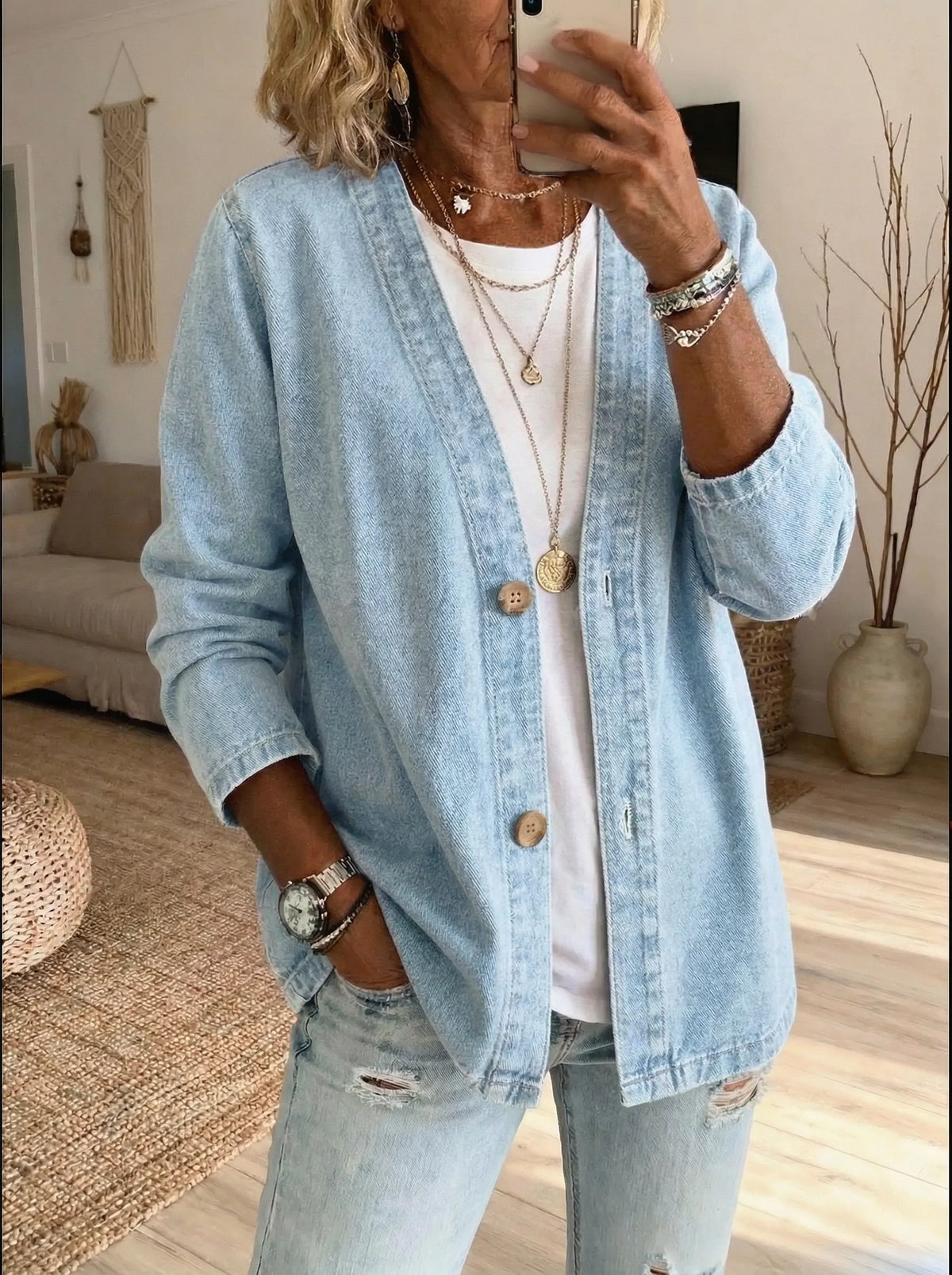 Mavis | Women's Crew Neck Button-Front Knit Cardigan