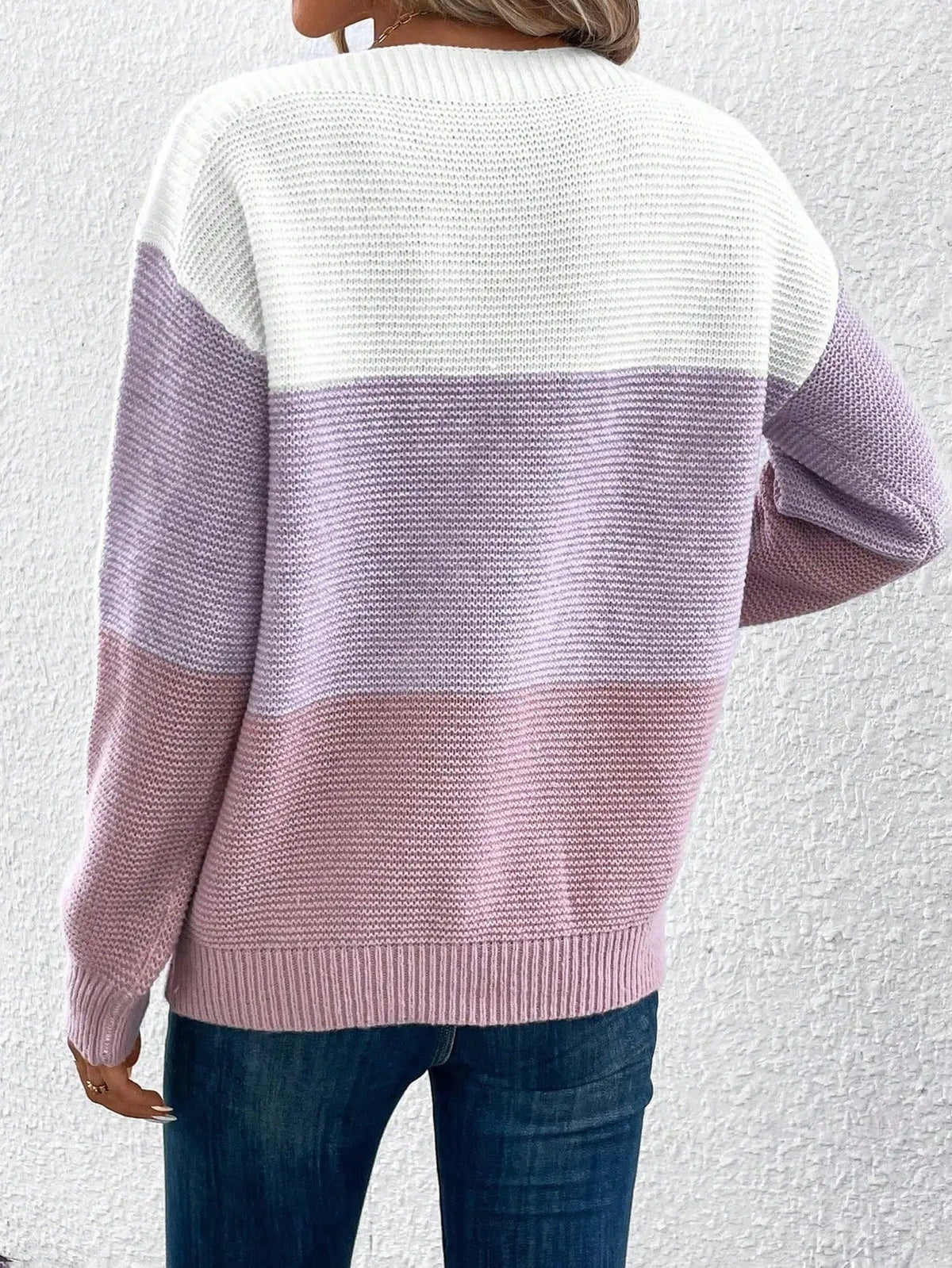 Casmira | Women's Colour Block Boat Neck Relaxed Fit Jumper