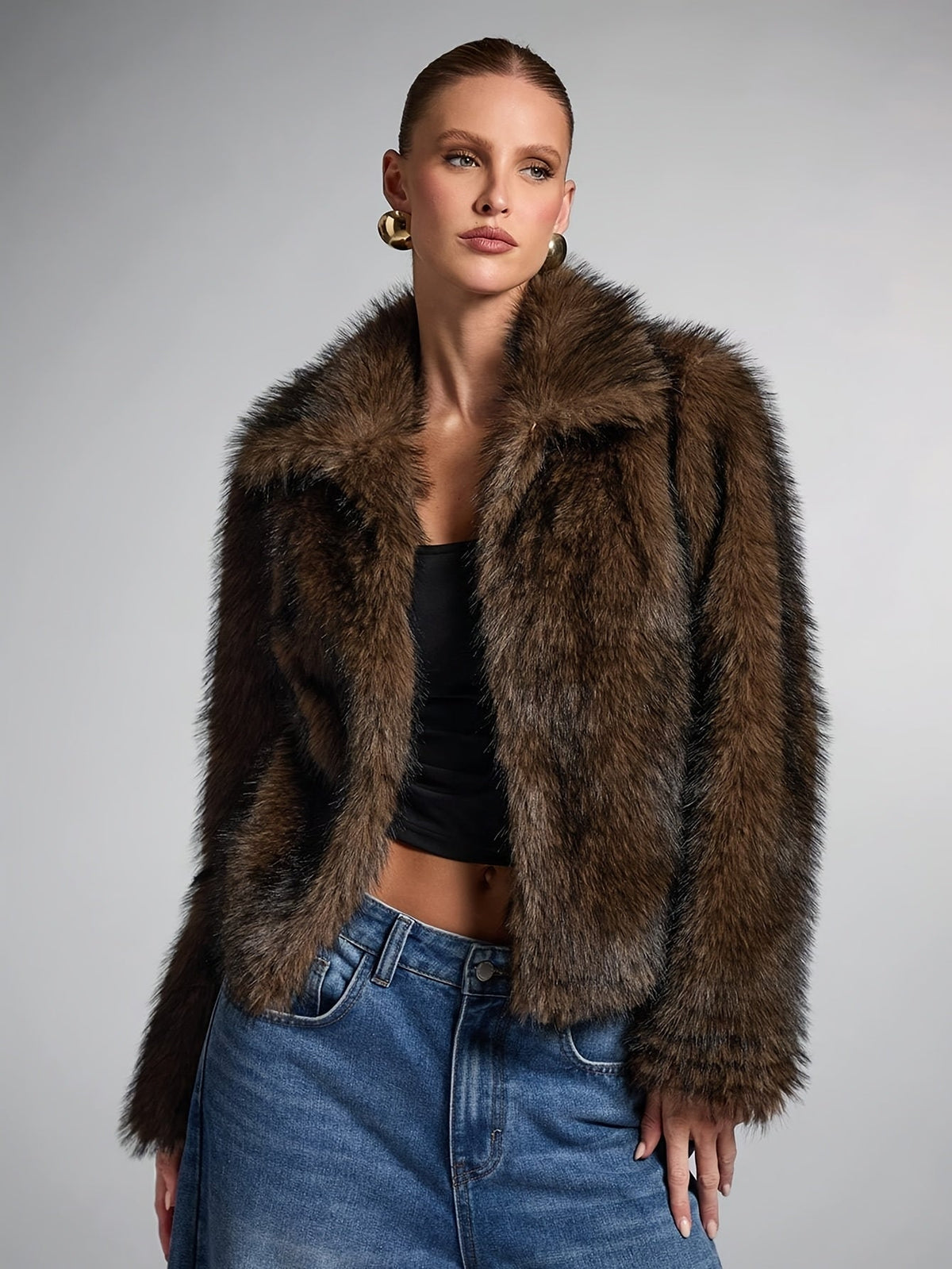 Elara | Women’s Cropped Faux Fur Coat