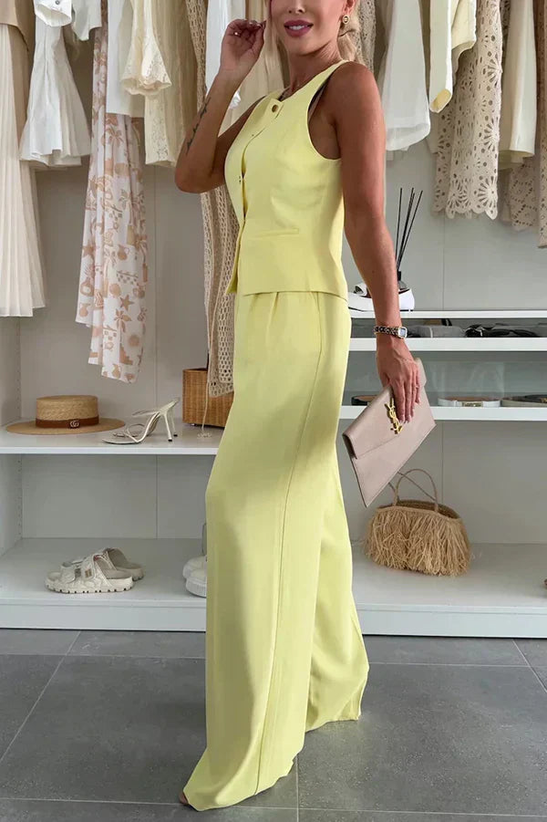 Alessia | Sleeveless Waistcoat & Straight Leg Trouser Set