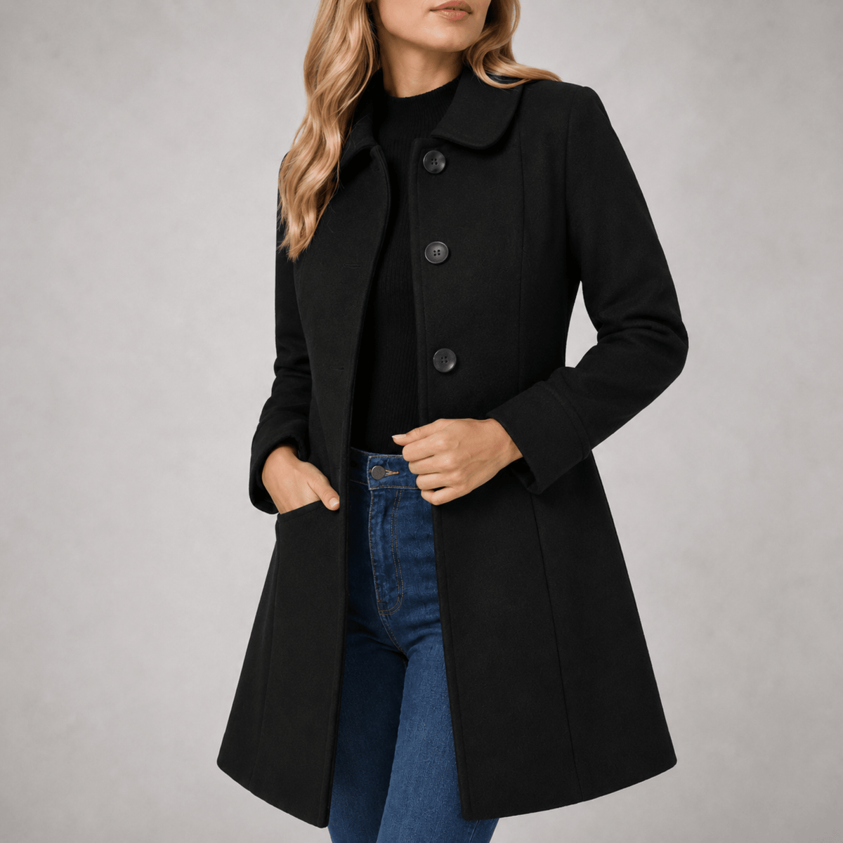 Serelle | Women's Tailored Fitted-Waist Single-Breasted Midi Winter Coat