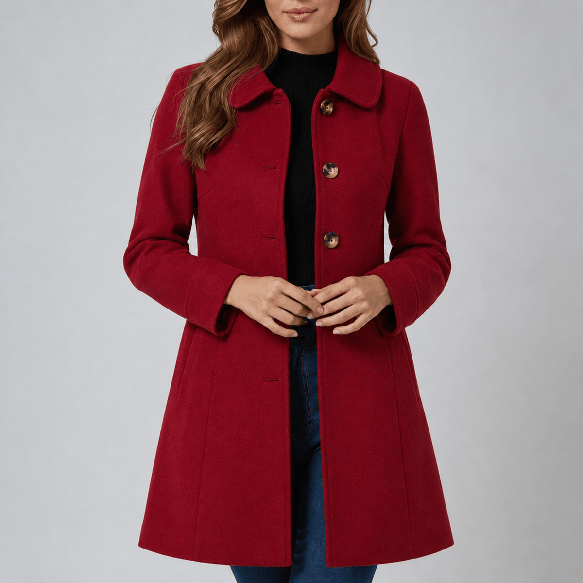 Serelle | Women's Tailored Fitted-Waist Single-Breasted Midi Winter Coat