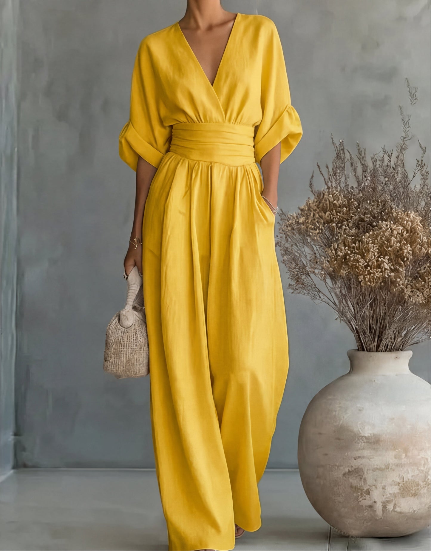 Alessia | Women's V-Neck Wide Leg Jumpsuit
